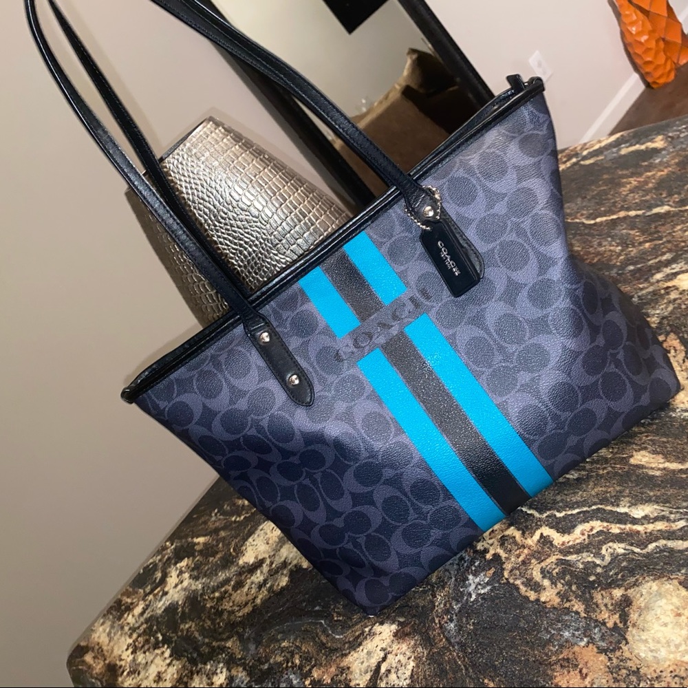 Coach Signature Stripe Tote Bag